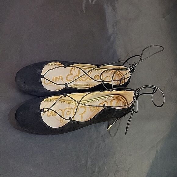 SAM EDELMAN FLYNT ANKLE STRAP TIE BALLET SUEDE LEATHER FLAT SHOE - Picture 7 of 15